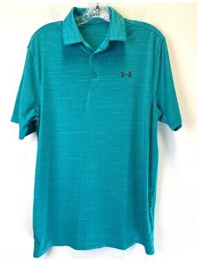 Under Armour Mens HeatGear Loose Fit Polo Shirt Medium Teal Blue Golf